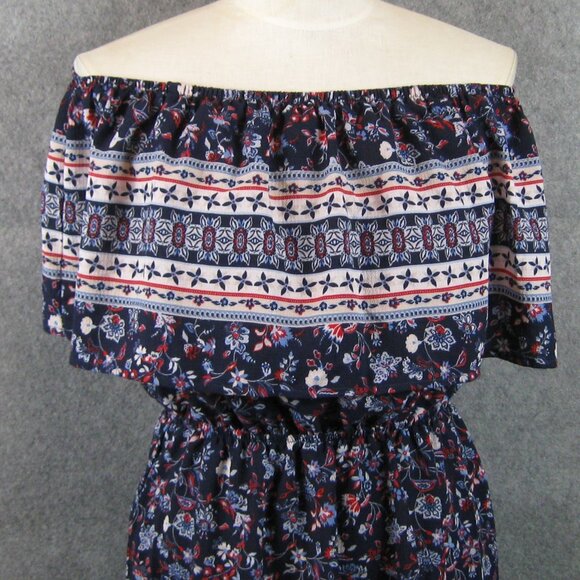 Style & Co Off Shoulder Dress Size M Navy Floral NWT - Picture 3 of 7